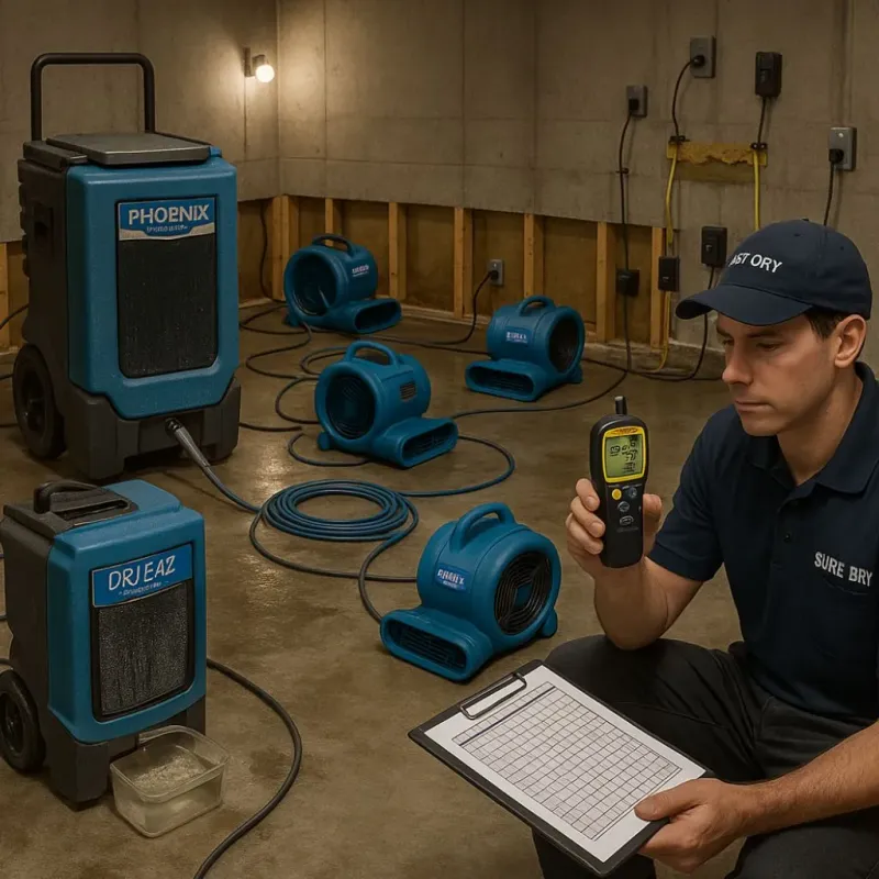 Structural Drying and Dehumidification process in Ecorse, MI